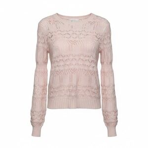 Ophelia Roe Blush Pink Open Knit Sweater Built In Tank Womens Size S